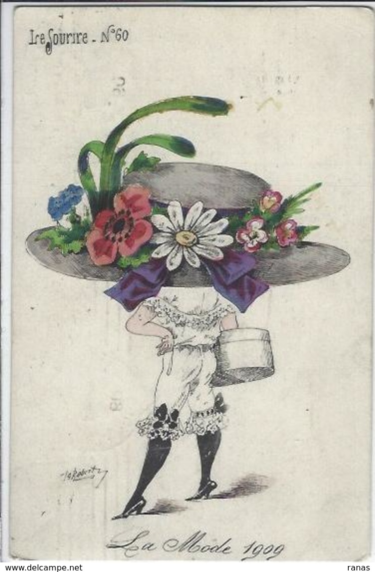 CPA ROBERTY Style Sager Art Nouveau Circulé Sans Numéro Ni éditeur Mode Chapeau érotisme Femme Girl Women - Robert