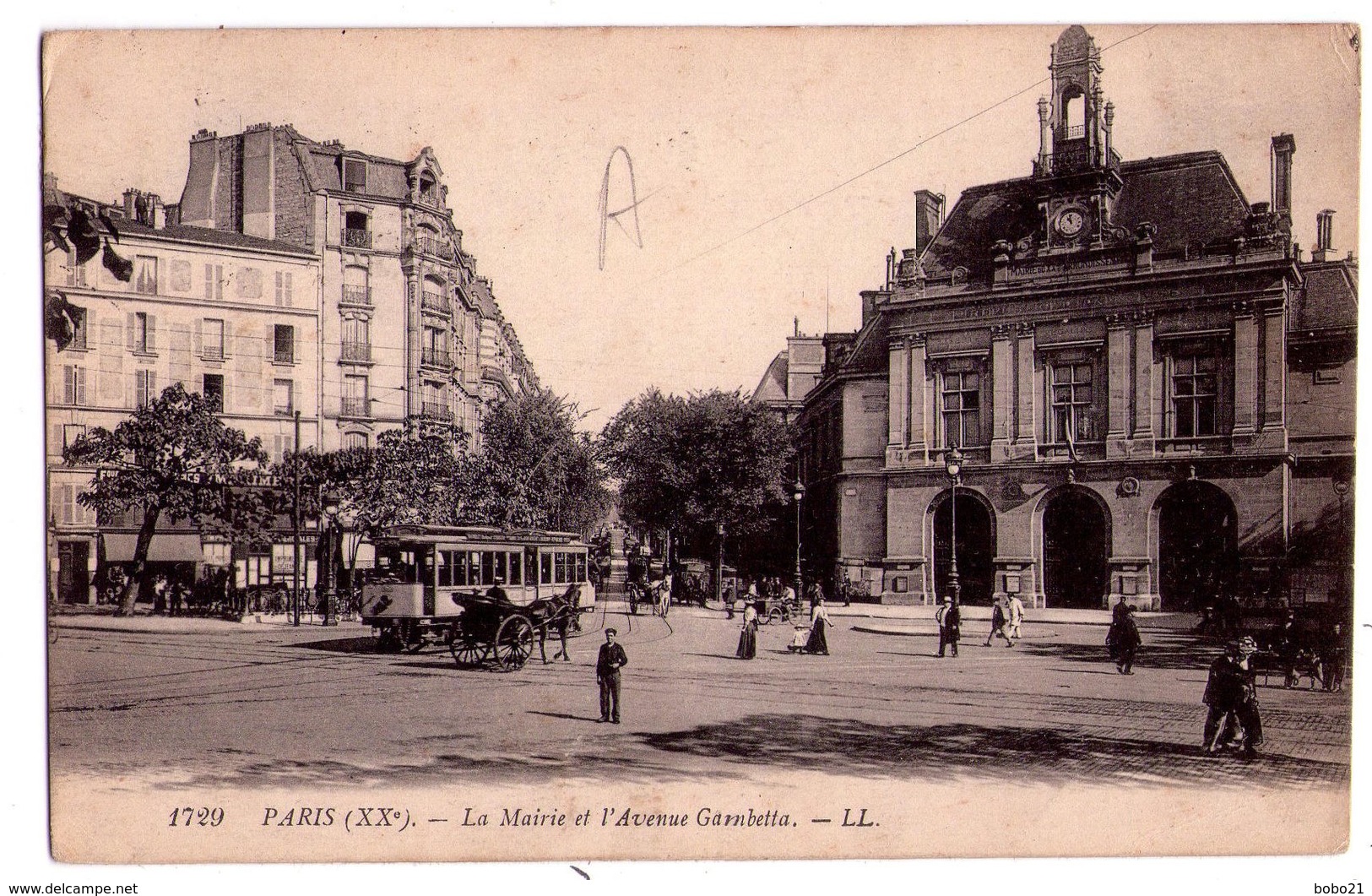 1975 - Paris ( XXe ) -La Mairie Et L'Avenue Gambetta - L.L. - N°1729 - - Arrondissement: 20