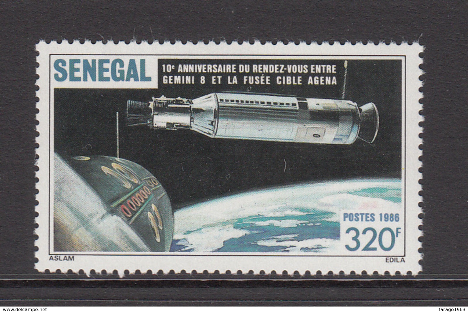 1987 Senegal Space Agena Gemini Link Up Complete Set Of 1 MNH - Senegal (1960-...)