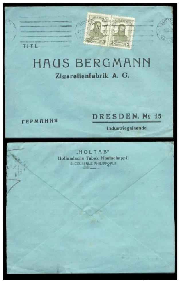 14905 Bulgarien Brief Holtab Tabak  -  Haus Bergmann Dresden 1926, Bedarfserhaltung , Selten. - Covers & Documents
