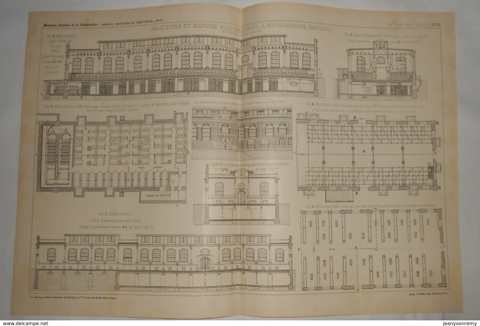 Plan Des Abattoirs Et Marché Aux Bestiaux à Nuremberg En Bavière. M. C. Weber, Architecte Municipal. 1902 - Public Works