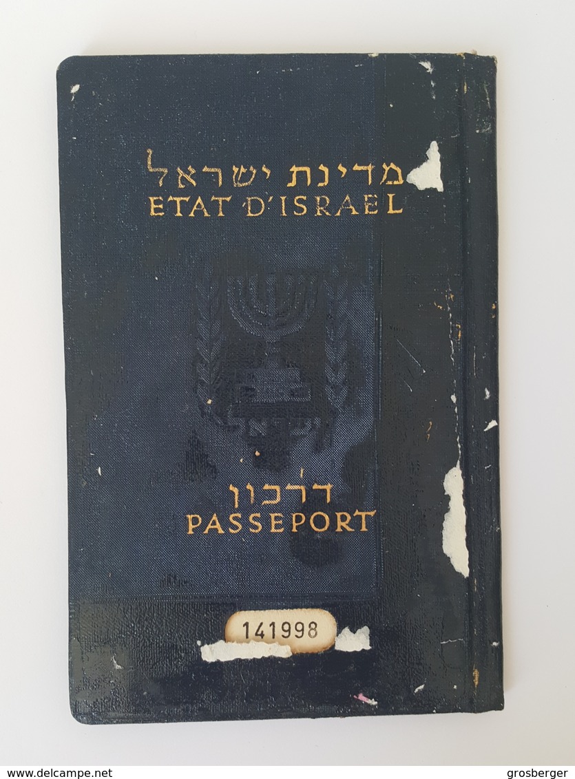 Judaica Jewish Couple Israel Travel Document Passport Reisepass Visa's 1958 Judaika - Historical Documents