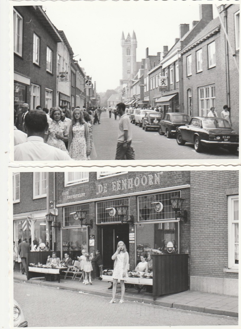 2 Foto's ,  Oostburg , Sluis ; Stadhuis + Café Restaurant " DE EENHOORN " - Sluis