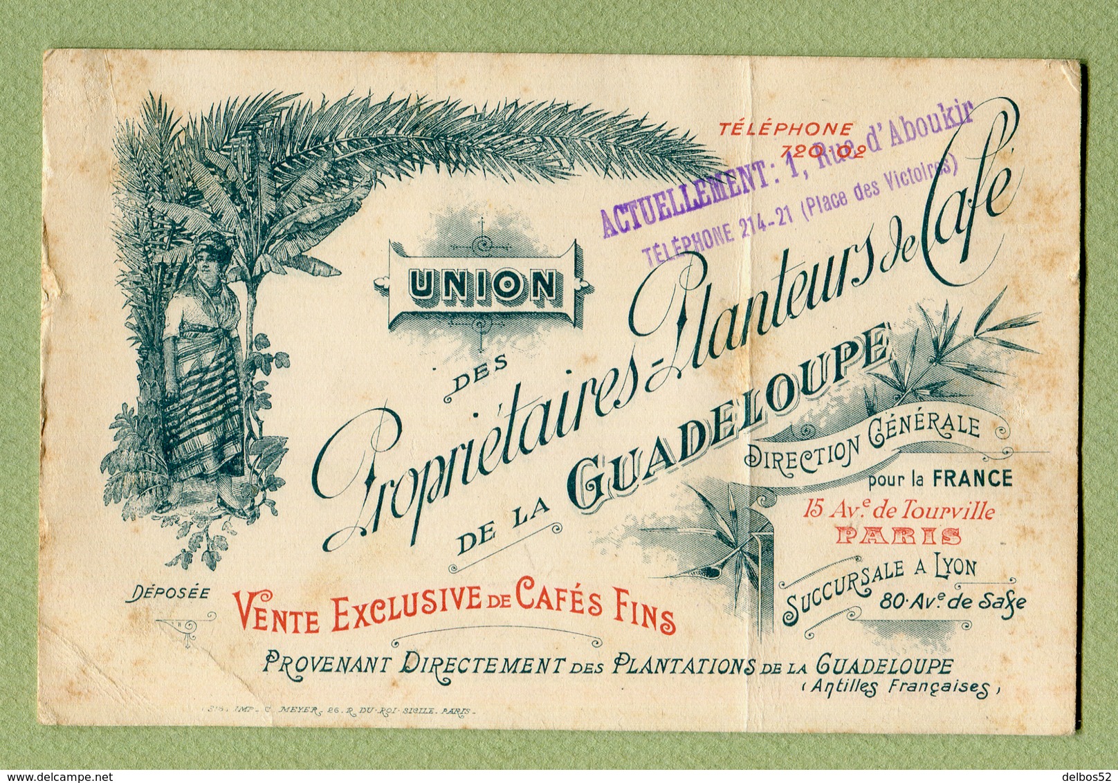 " CAFE DE LA GUADELOUPE " à PARIS - Cartes De Visite