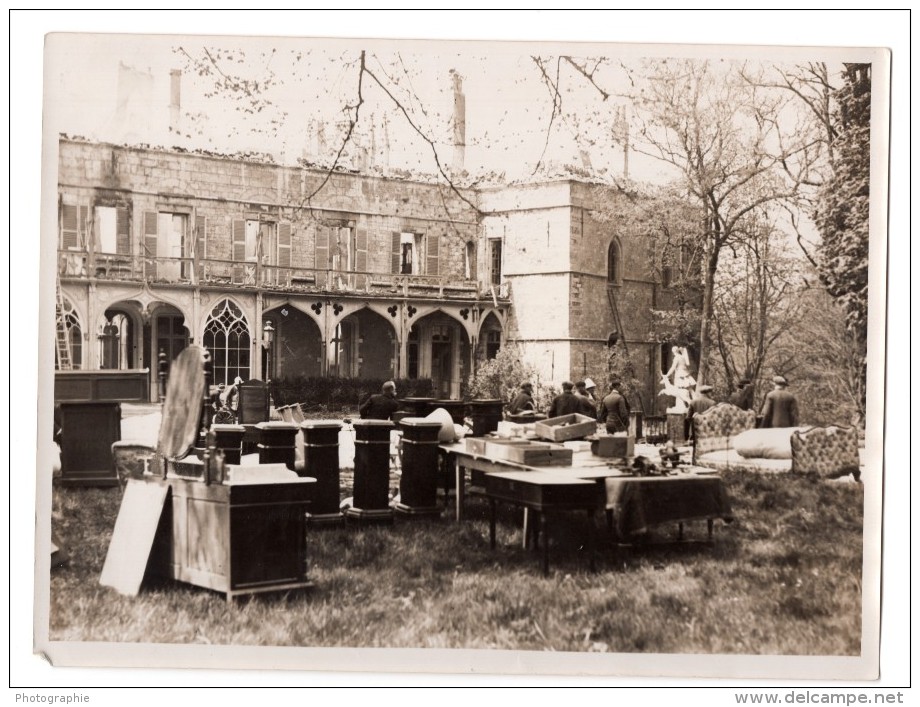 Belgique Chateau De Chimay Incendie Mobilier Recupere Ancienne Photo De Presse 1935 - Places