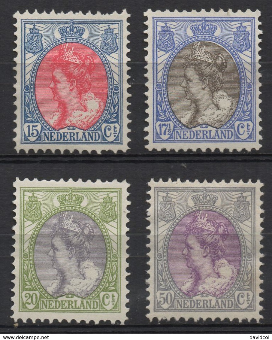 R525.-. NETHERLANDS - 1908-1914 - SC#: 70 // 81 - MNG - QUEEN WHILELMINA . SCV: US$ 101.00 - Unused Stamps