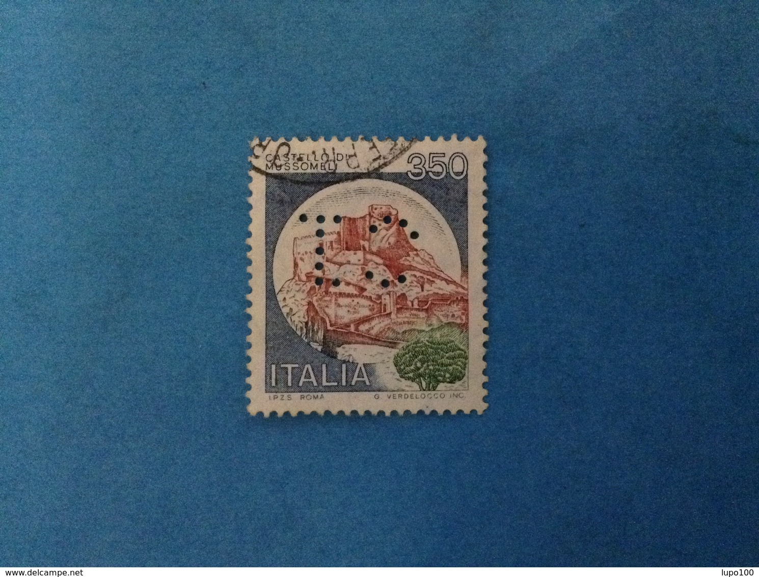 1980 ITALIA FRANCOBOLLO USATO PERFORATO STAMP USED - PERFIN CASTELLO MUSSOMELI - 1971-80: Usati