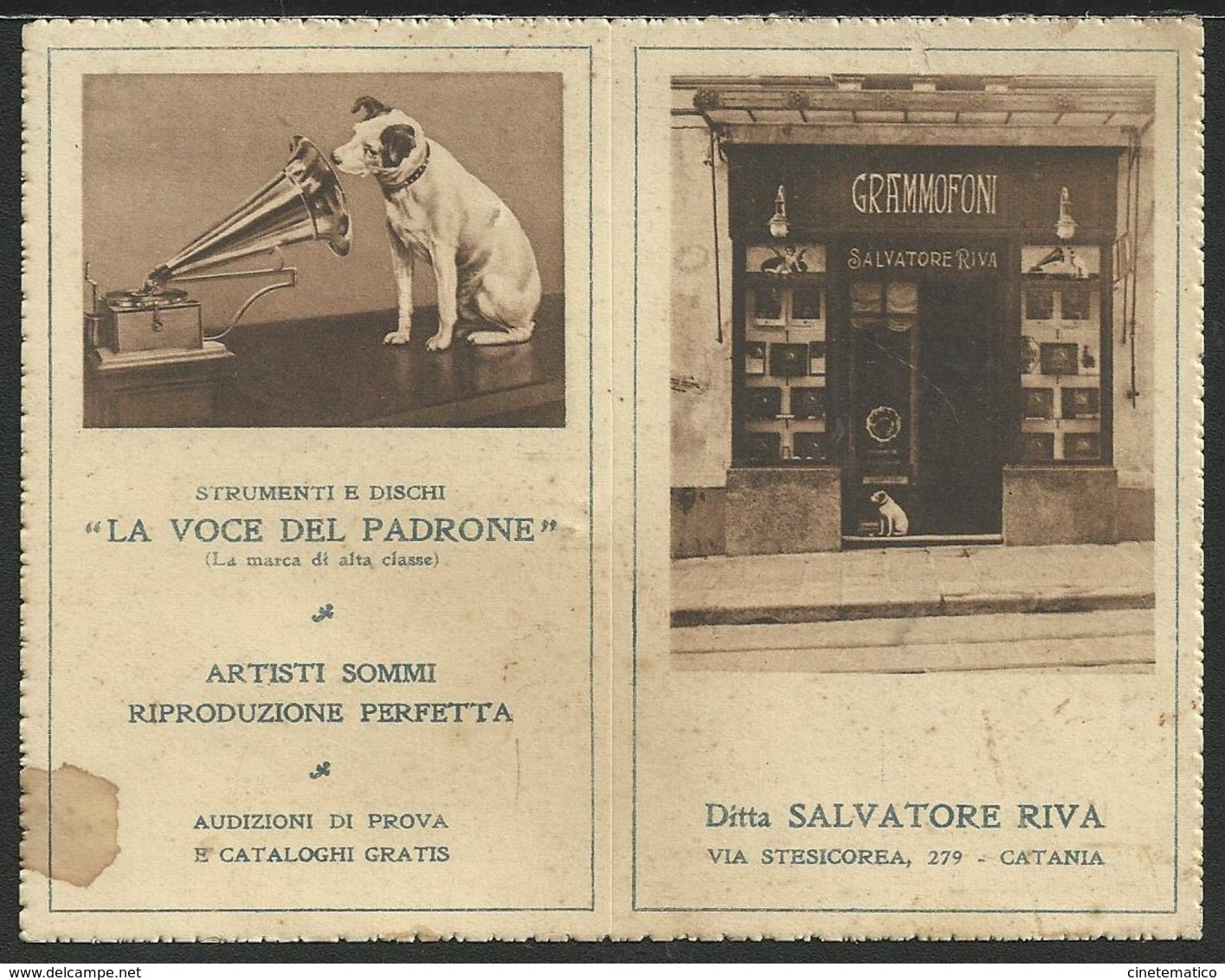 Calendarietto "Ditta Salvatore Riva" - Catania Con Pubblicità "La Voce Del Padrone" - Formato Piccolo : 1921-40