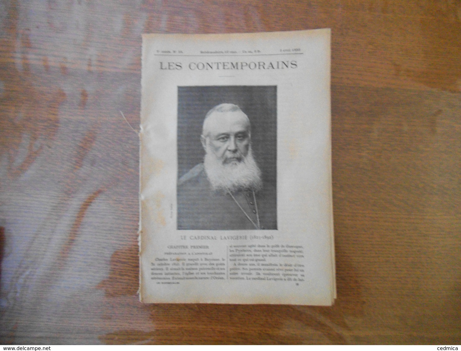 LE CARDINAL LAVIGERIE (1825-1892) 16 PAGES 2 AVRIL 1893 LES CONTEMPORAINS SUPPLEMENT AU PELLERIN - Biographien