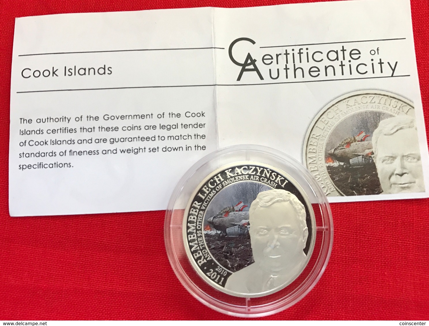 Cook Islands 2 Dollars 2011 "Lech Kaczynski, Plane Crash At Smolensk" Ag PROOF - Isole Cook