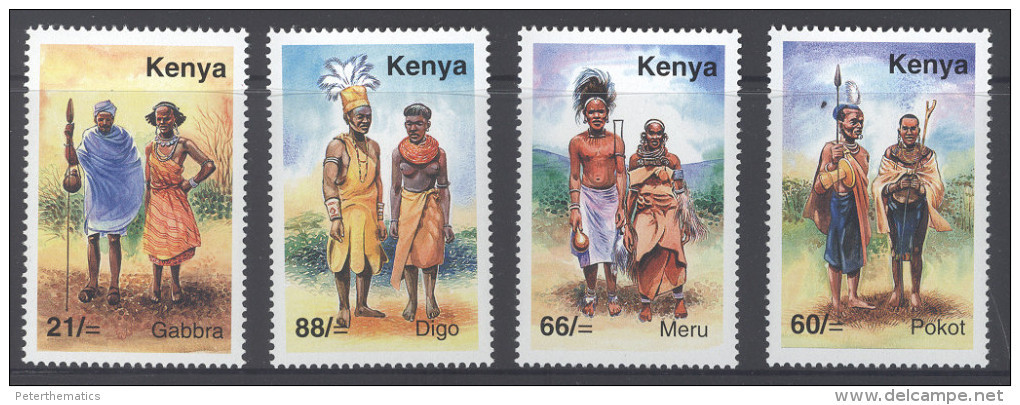 KENYA ,2008, MNH, COSTUMES,DIGO, MERU, POKOT, GABBRA, 4v - Costumes