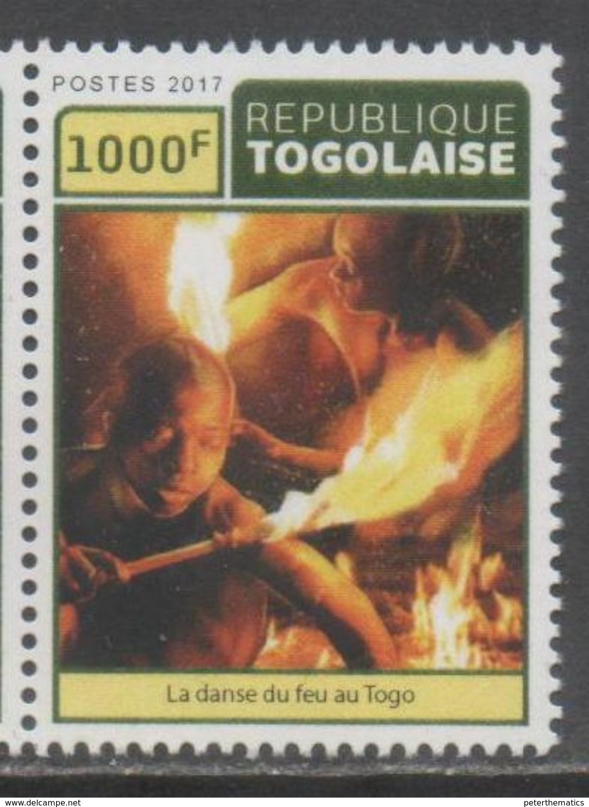 TOGO , 2017, MNH,  CULTURE, DANCES, FIRE DANCE IN TOGO, 1v - Dance