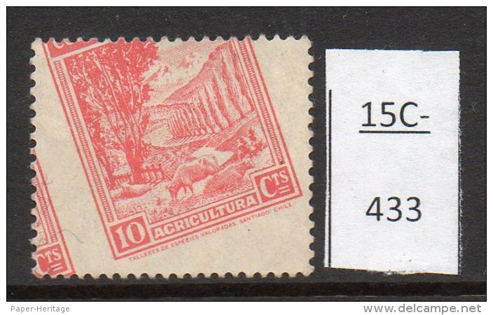 Chile 1939 10c Agriculture Farming Cows / Oxen With Huge Perforating Error. MH. - Chile