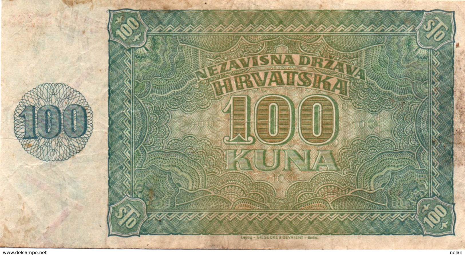 HRVATSKA-CROAZIA 100 KUNA -1941 P-2 - Croatia