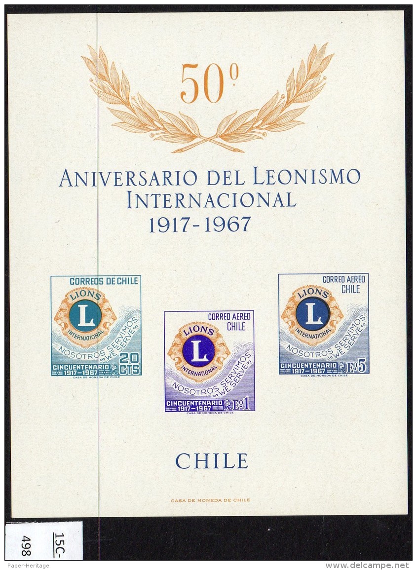 Chile 1967 Lions International M/s In Issued Colours MNH &ndash; See Text. - Chili