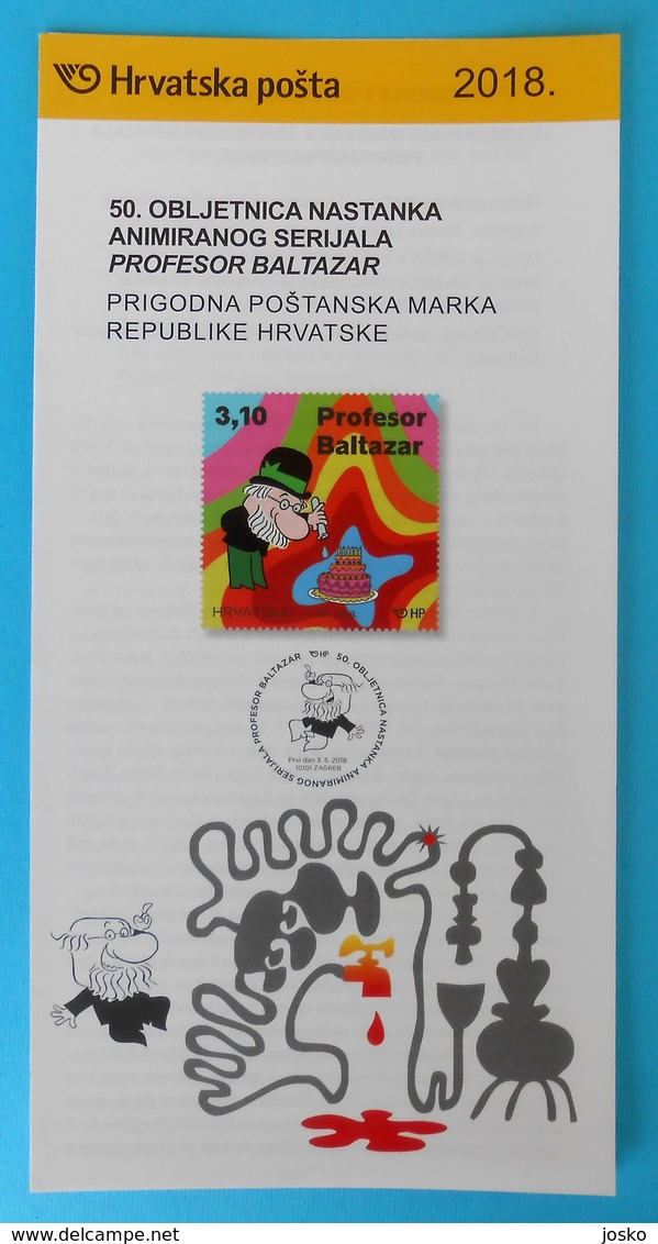 50th ANNIV. OF THE PROF. BALTHAZAR ANIMATED SERIES Croatian Post Official Postage Stamp Prospectus Cartone Animato Film - Cinéma