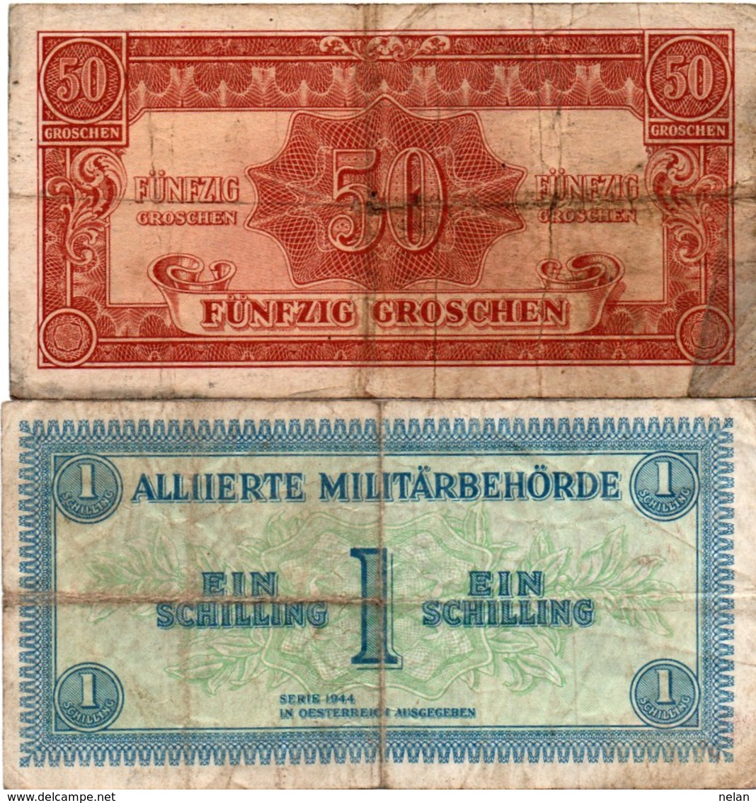 AUSTRIA-50 Groschen-1 Schilling 1944- P-102,103 MILITARY AUTHORITY. - Oostenrijk