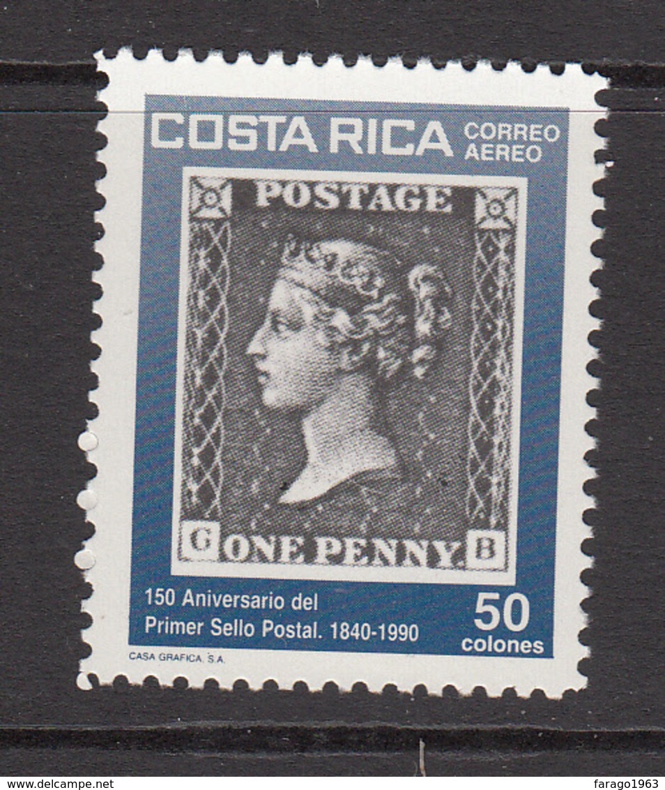 1990 Costa Rica Penny Black Stamp On Stamps Complete Set Of 1 MNH - Costa Rica