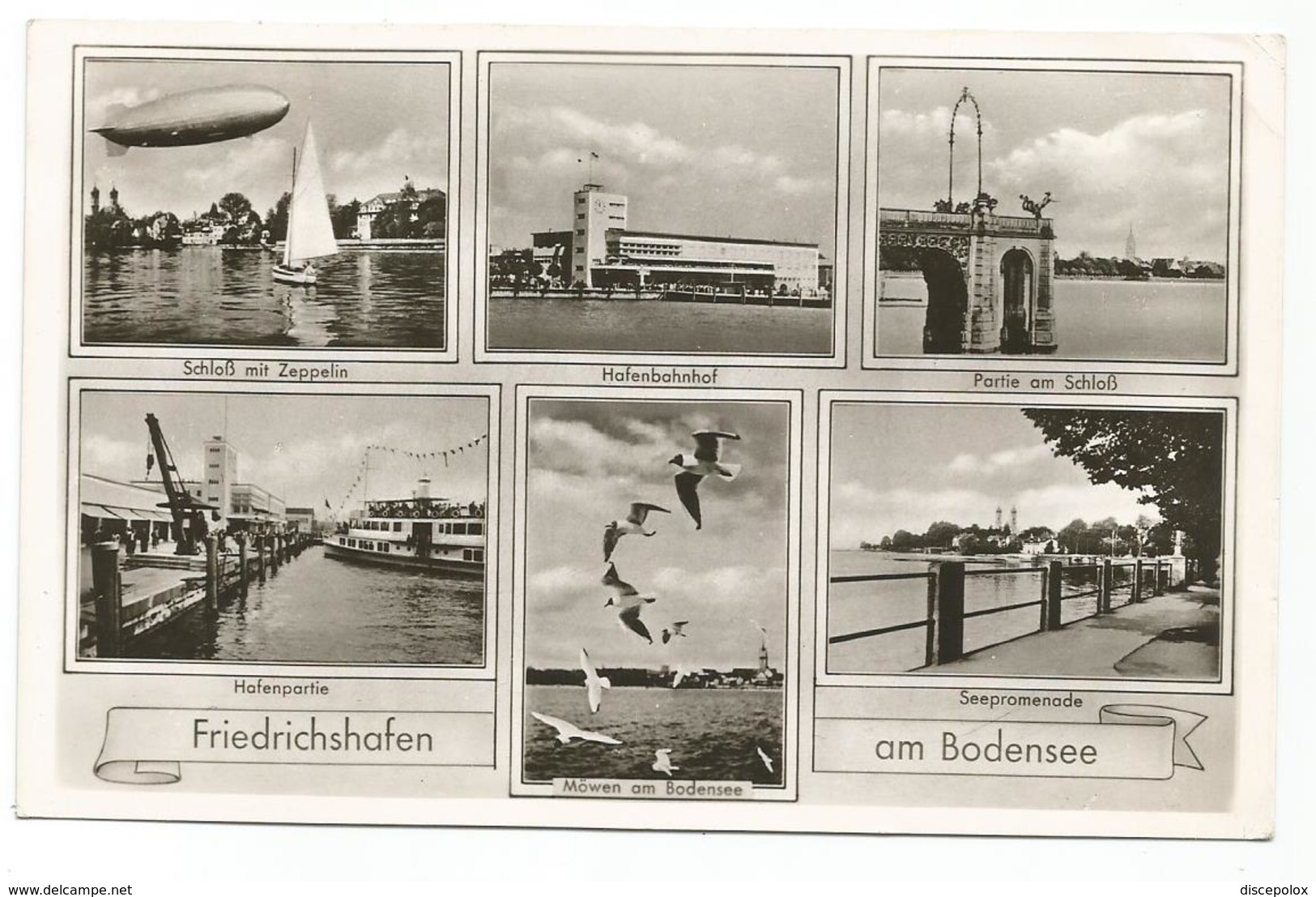 X3135 Friedrichshafen Am Bodensee - Schloss Mit Zeppelin - Hafenbahnhof / Viaggiata 1954 - Friedrichshafen