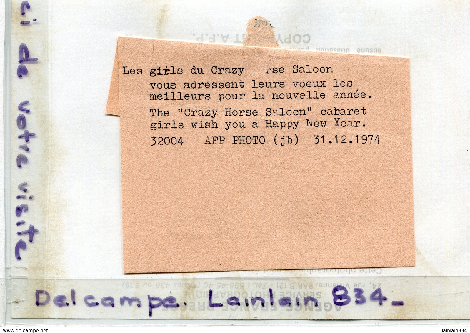 - Photo De Presse - Original -  Les Girls Du Crasy Horse Saloon, Happy New Year, Le  31-12-1974, TBE, Scans.. - Pin-ups