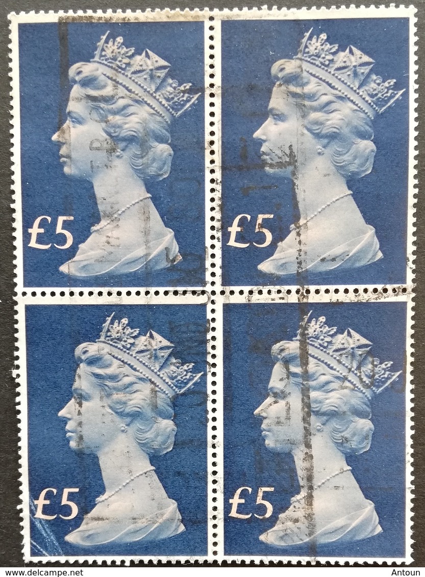 Great Britain  1977 Q.E. 5 Pounds Block Of Four USED - Used Stamps