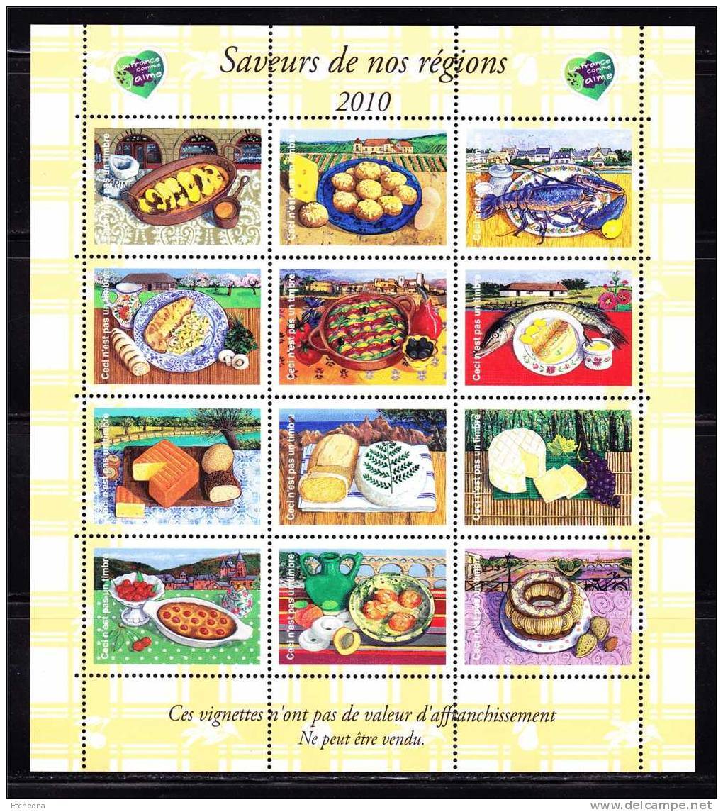 = Bloc De Vignettes Gommées Saveurs De Nos Régions N°1 Neufs Reprenant Timbres 431 à 442 Adhésifs Imprimés Par La Poste - Unused Stamps