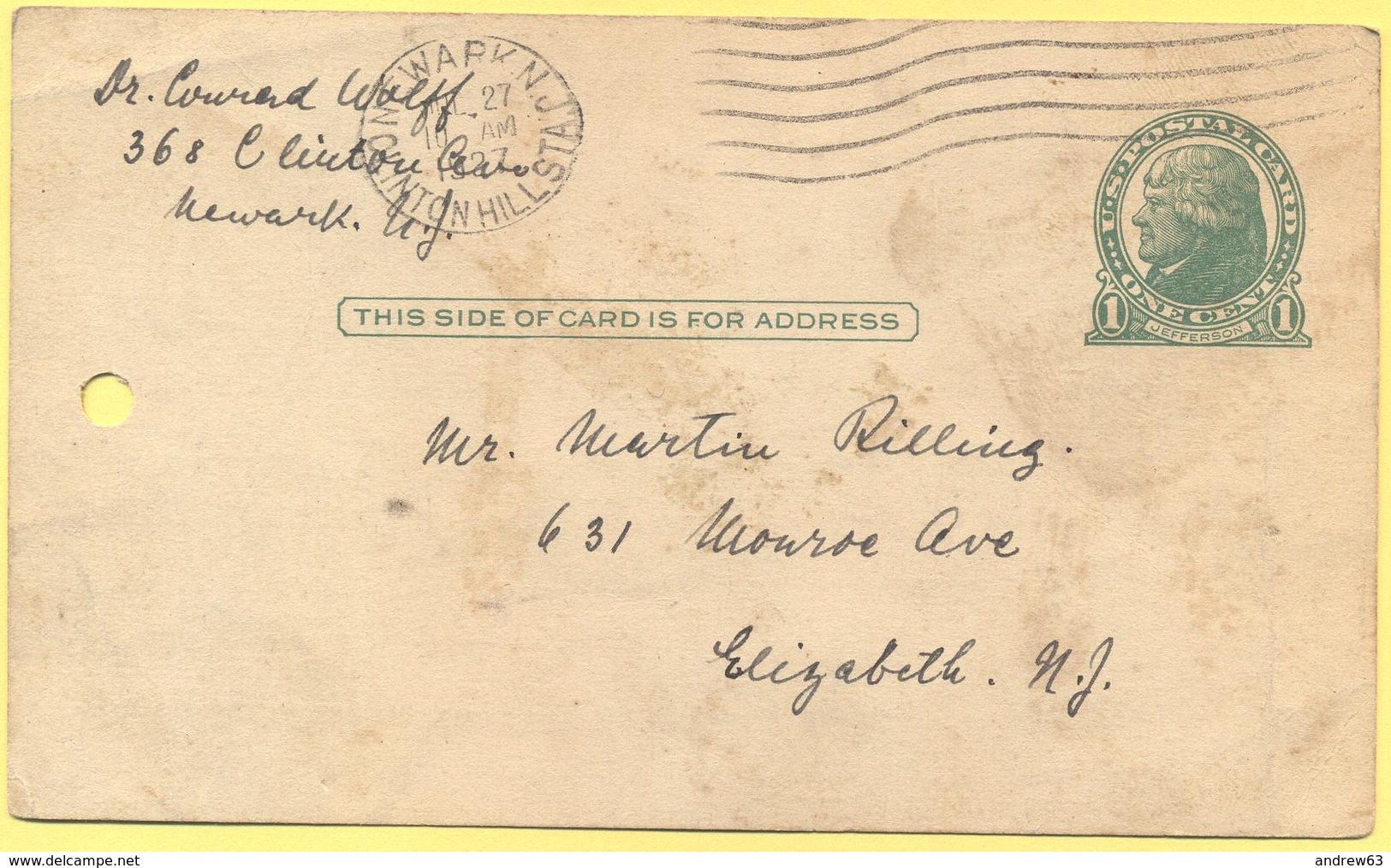 STATI UNITI - UNITED STATES - USA - US - 1927 - 1c - Carte Postale - Intero Postale - Entier Postal - Postal Stationary - 1921-40