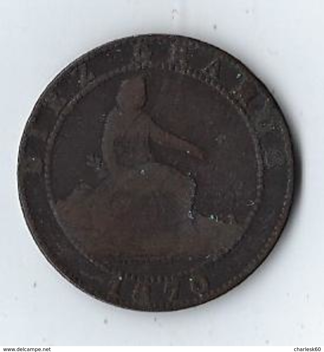 Espagne Diez Gramos 1870 Cien Pieza En Kilog. 10 Centimos - 10 Centimos