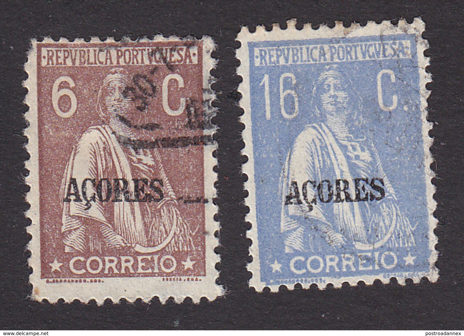 Azores, Scott #174, 188, Used, Ceres Overprinted, Issued 1912 - Açores