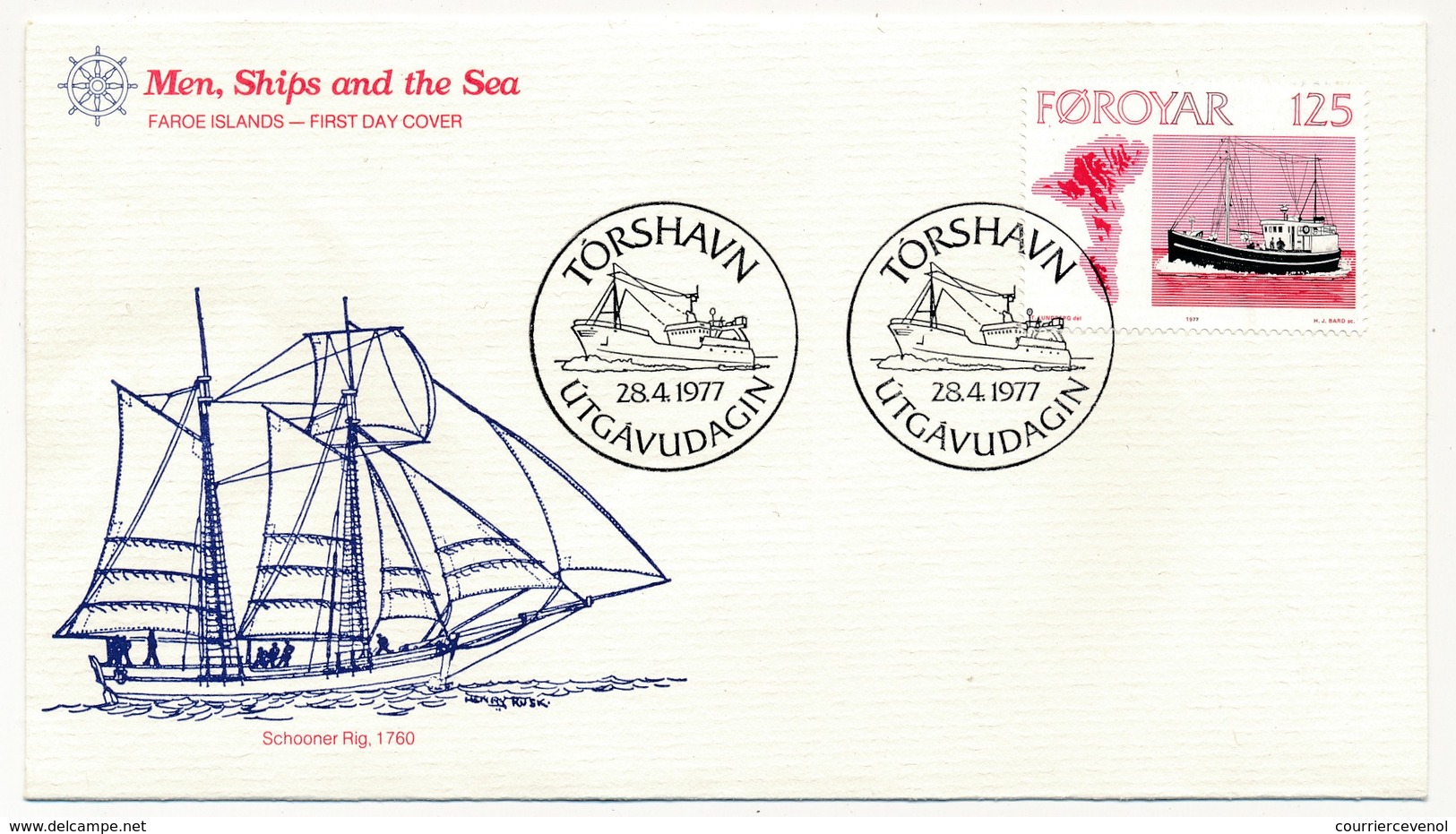 Iles FEROE - Men, Ships And The Sea - BATEAUX - 4 FDC 28/4/1977 - Féroé (Iles)