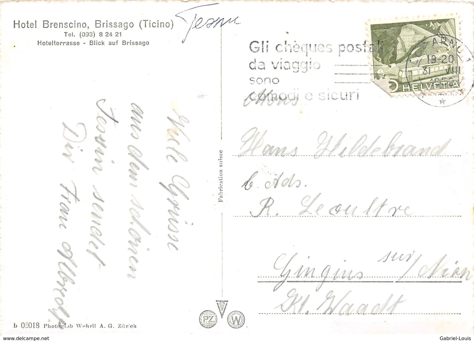 Hotel Brenscino, Brissago ( Carte 10 X 15 Cm) - Brissago