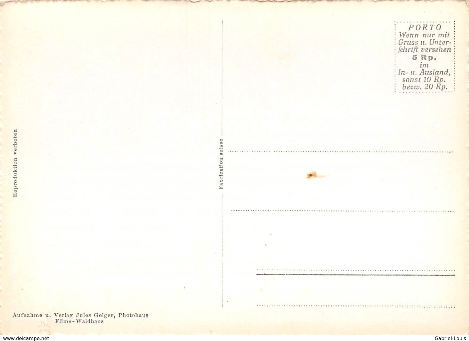 Caumasee, Flims Gegen Den Segnespass - Non Circulé ( Carte 10 X 15 Cm) - Flims