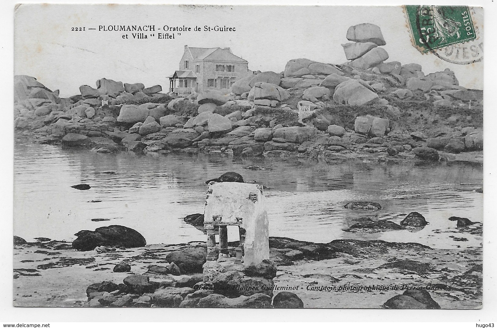 (RECTO / VERSO) PLOUMANAC'H - N° 2221 - ORATOIRE DE ST GUIREC ET VILLA EIFFEL - CPA VOYAGEE - Ploumanac'h