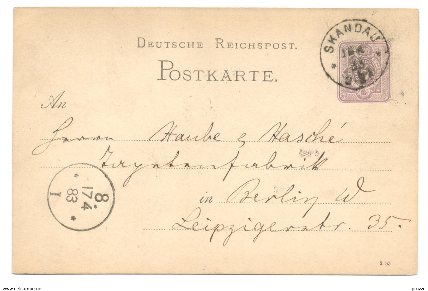 Ganzsache Deutsche Reichspost, Laggarben Bei Skandau, Kr. Rastenburg, Ostpreußen 1883 Nach Berlin - Cartes Postales