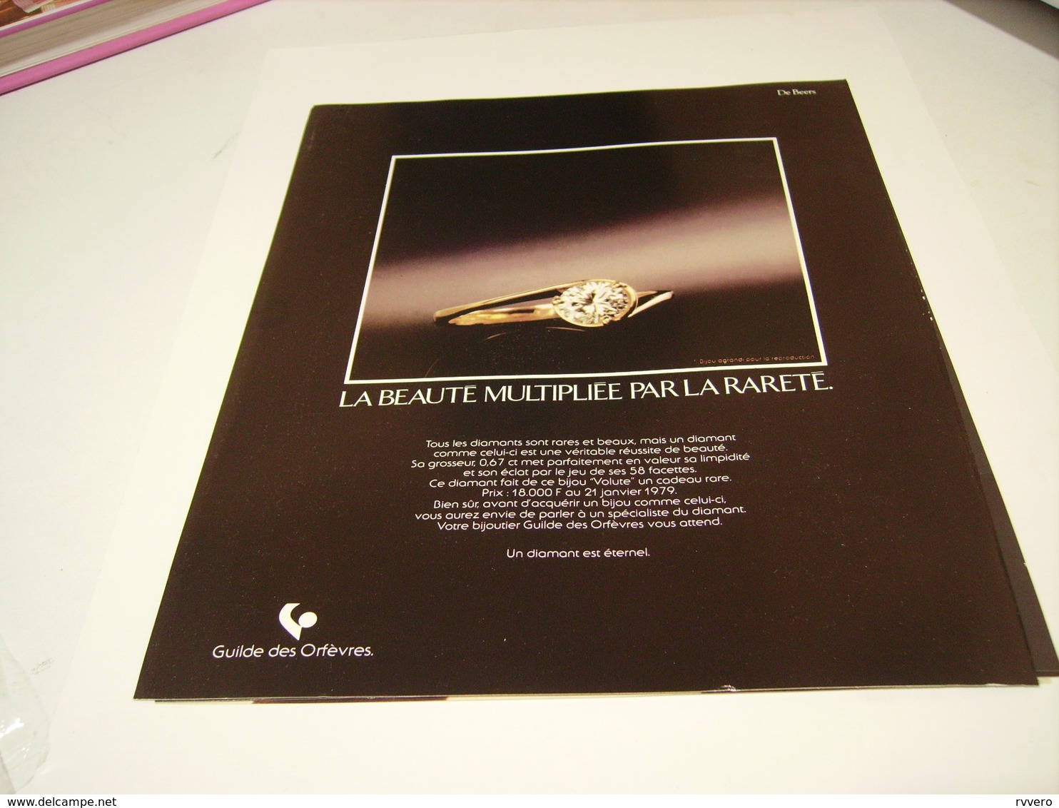 ANCIENNE PUBLICITE GUIDE DES ORFEVRES  DIAMANT ETERNEL 1979 - Sonstige & Ohne Zuordnung