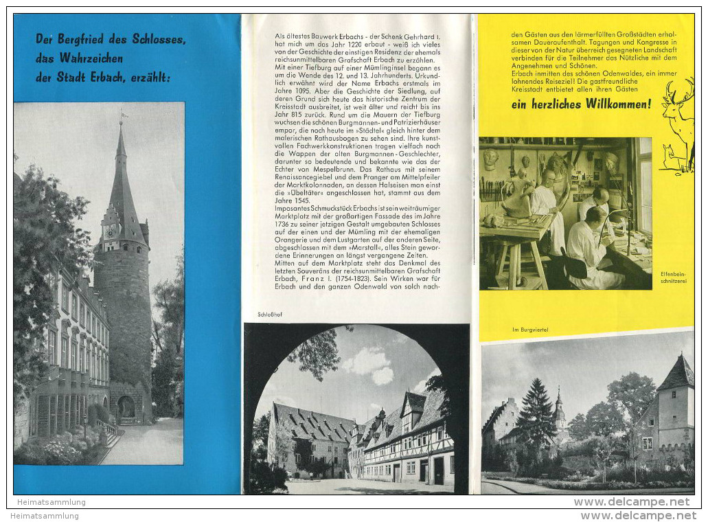 Erbach Im Odenwald 1965 - Faltblatt Mit 15 Abbildungen - Beiliegend Unterkunfts-Verzeichnis - Hesse