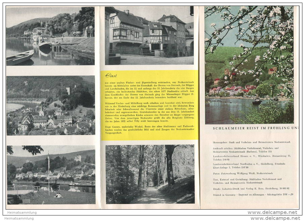 Neckarsteinach 1965 - Faltblatt Mit 13 Abbildungen - Beiliegend Hotel Und Gaststättenverzeichnis - Stadtplan - Hesse