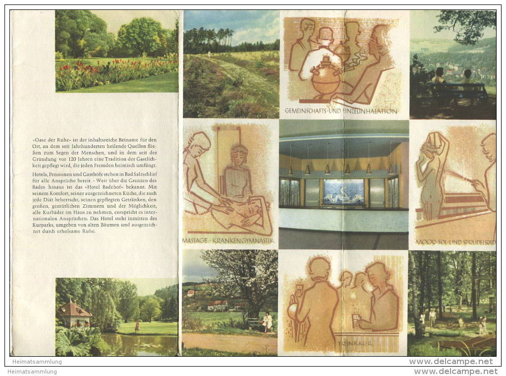 Bad Salzschlirf 1957 - Faltblatt Mit 14 Abbildungen - Gestaltung Und Graphik Willi Weide - Beiliegend Wohnungsliste 1960 - Hesse
