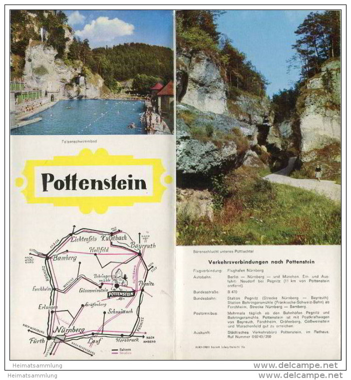 Pottenstein 1972 - Faltblatt Mit 15 Abbildungen - Beiliegend Unterkunfts-Verzeichnis - Baviera