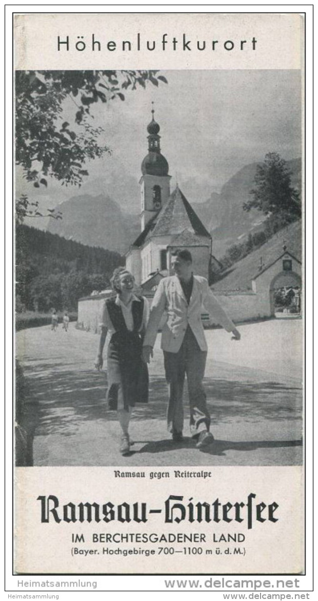 Ramsau-Hintersee 1953 - Faltblatt Mit 11 Abbildungen - Unterkunfts-Verzeichnis 1953/54 Lageplan - Beieren
