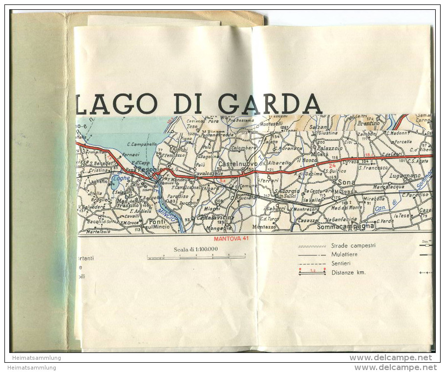 Carta Del Lago Di Garda - Istituto Nicolo Bendici Bologna - Innen Sauber Erhalten 50cm X 70cm Mehrfarbendruck - Landkarten