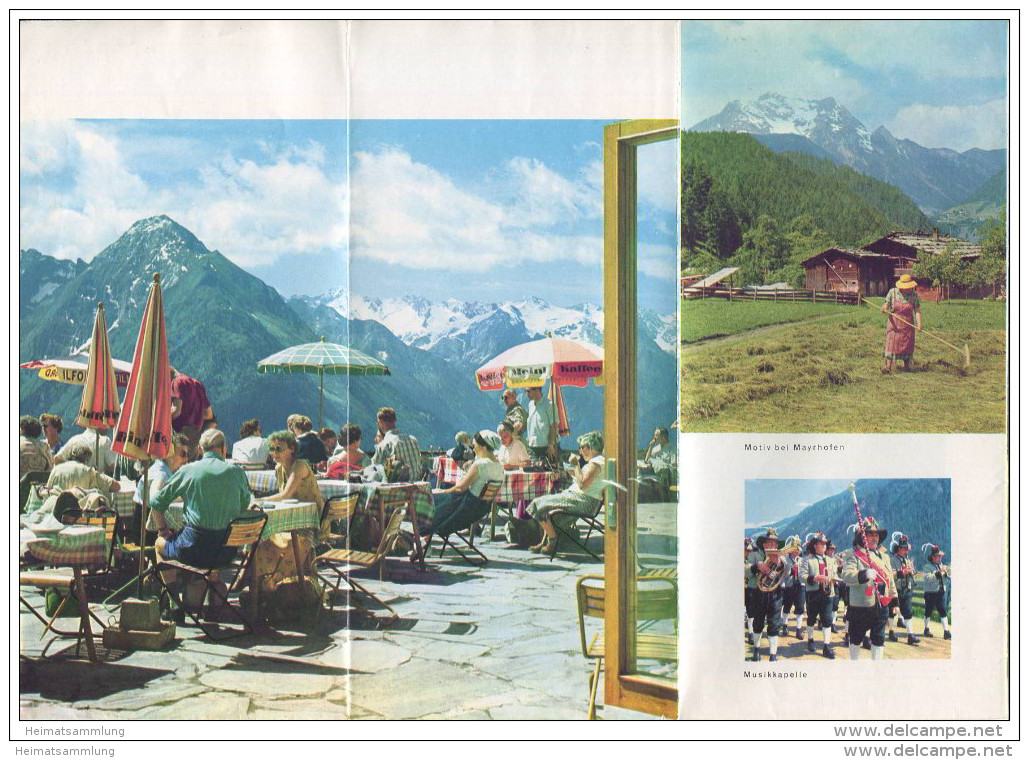 Mayrhofen 60er Jahre - Faltblatt Mit 17 Abbildungen - Hotel- Und Gaststätten-Verzeichnis - Tiroler Landes-Reisebüro Orts - Austria