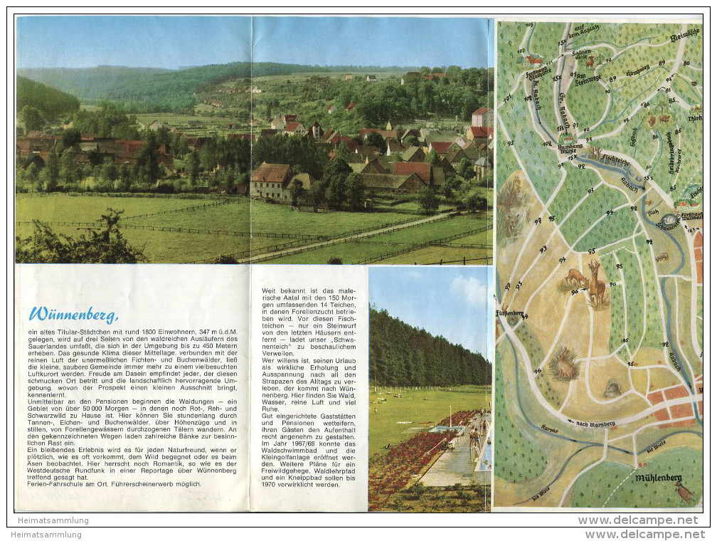 Wünnenberg 1971 - Faltblatt Mit 7 Abbildungen - Wanderplan Signiert Jos. Mühlenbein Niedermarsberg 1962 - Renania Del NW