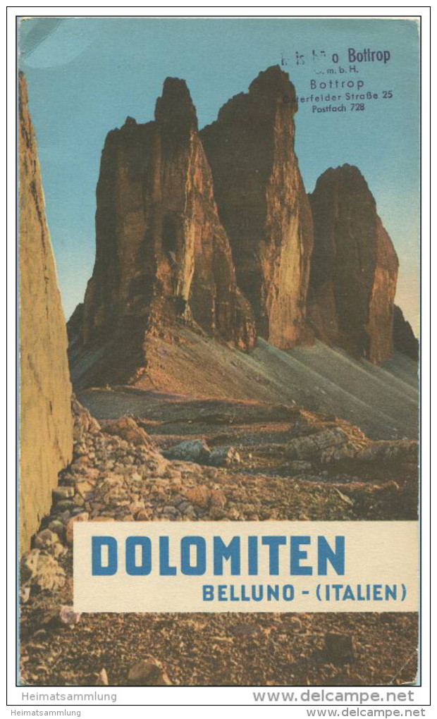 Dolomiten - Belluno 1957 - 64 Seiten Mit Reiserouten - Ortsbeschreibungen - 12 Farb- Und 27 Schwarz-weiss Aufnahmen - 1 - Italien