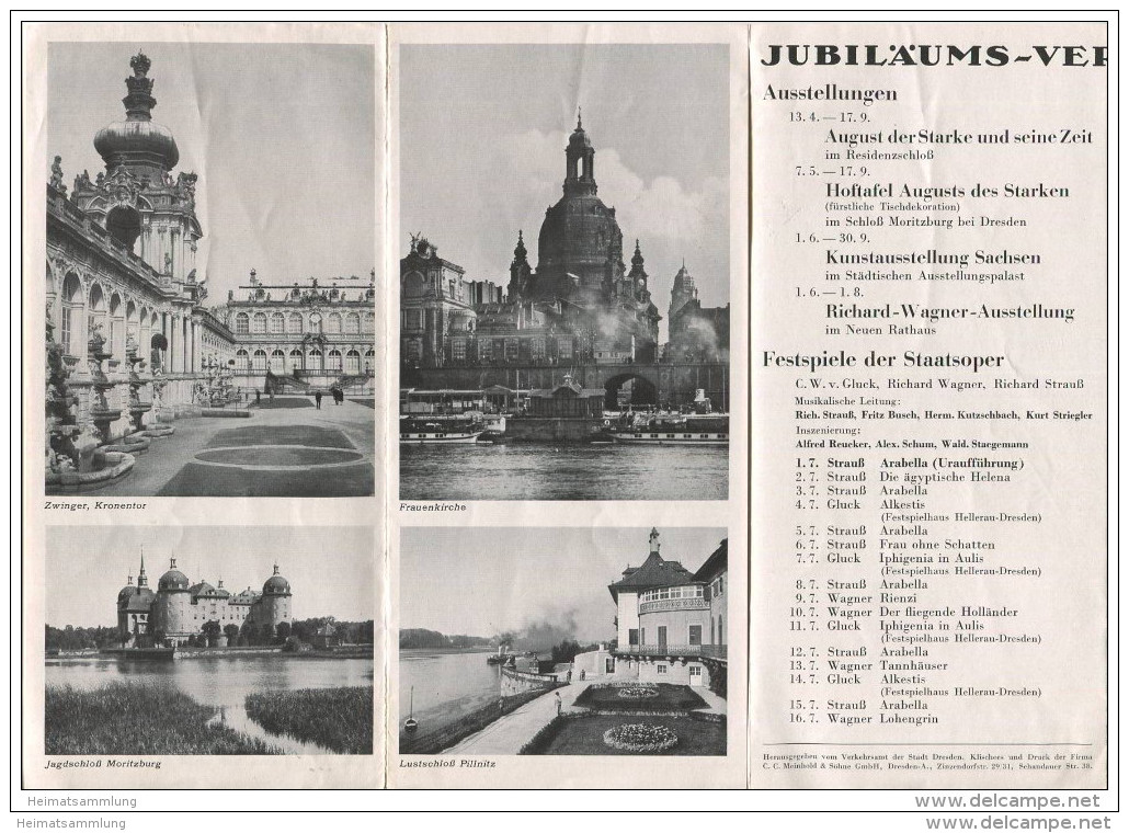 Dresden 1933 - Jubiläumssommer - Faltblatt Mit 7 Abbildungen - Kleiner Plan Der Innenstadt - Jubiläumsveranstaltungen - - Sachsen