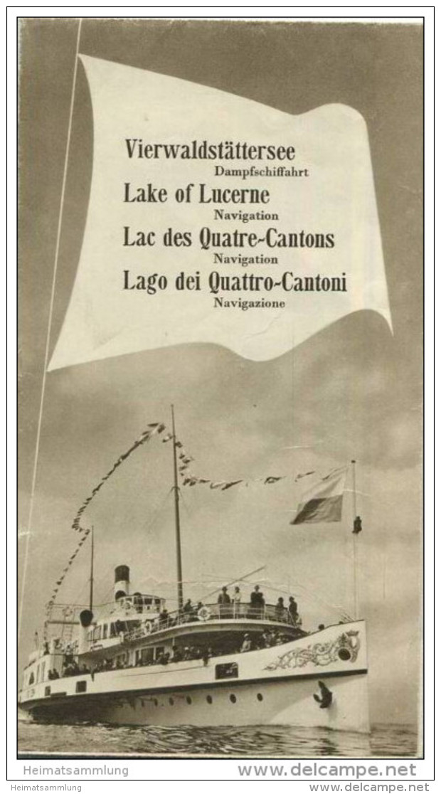 Vierwaldstättersee - Dampfschiffahrt 1952 - Touristenkarte Vom Vierwaldstättersee 1:75000 - Rückseitig 15 Abbildungen - - Svizzera