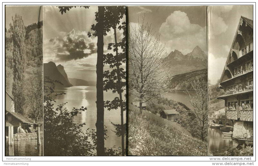 Vierwaldstättersee - Dampfschiffahrt 1952 - Touristenkarte Vom Vierwaldstättersee 1:75000 - Rückseitig 15 Abbildungen - - Svizzera