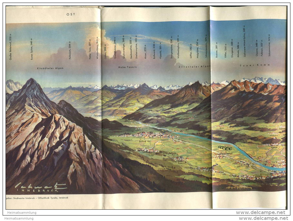 Österreich - Innsbrucker Nordkettenbahn - Panorama - Rundblick Vom Gipfel Des Hafelekars - Herausgeber Stadtwerke - Dépliants Touristiques