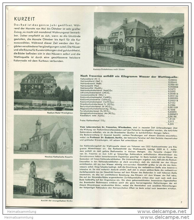 Bad Brambach 1935 - 20 Seiten Mit 41 Abbildungen - Beiliegend Kurmittelpreise - Saksen