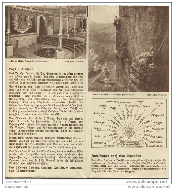 Bad Schandau 1936 - Faltblatt Mit 6 Abbildungen - Auf Der Innenseite Eine Gemalte Luftaufnahme 30cm X 55cm Signiert Rudo - Saksen